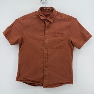 Topo Designs Button Down Men's M Rust Solid Organic Cotton Short Sleeve Shirt